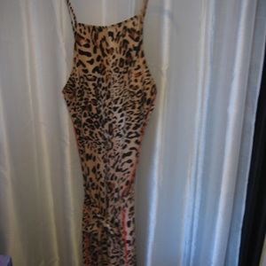 Label By 5 Twelve Leopard Animal Print Spaghetti Strap Long Jumpsuit Sz M NWNT